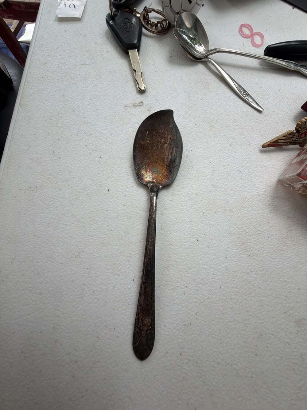 Vintage Wm. A. Rogers Silverplate Serving Spoon, Floral Pattern